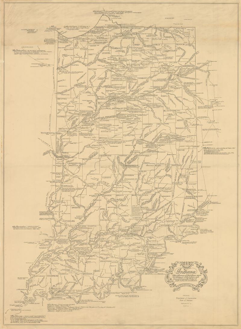 Indiana Map: the Influence of the Indian Upon Its History
