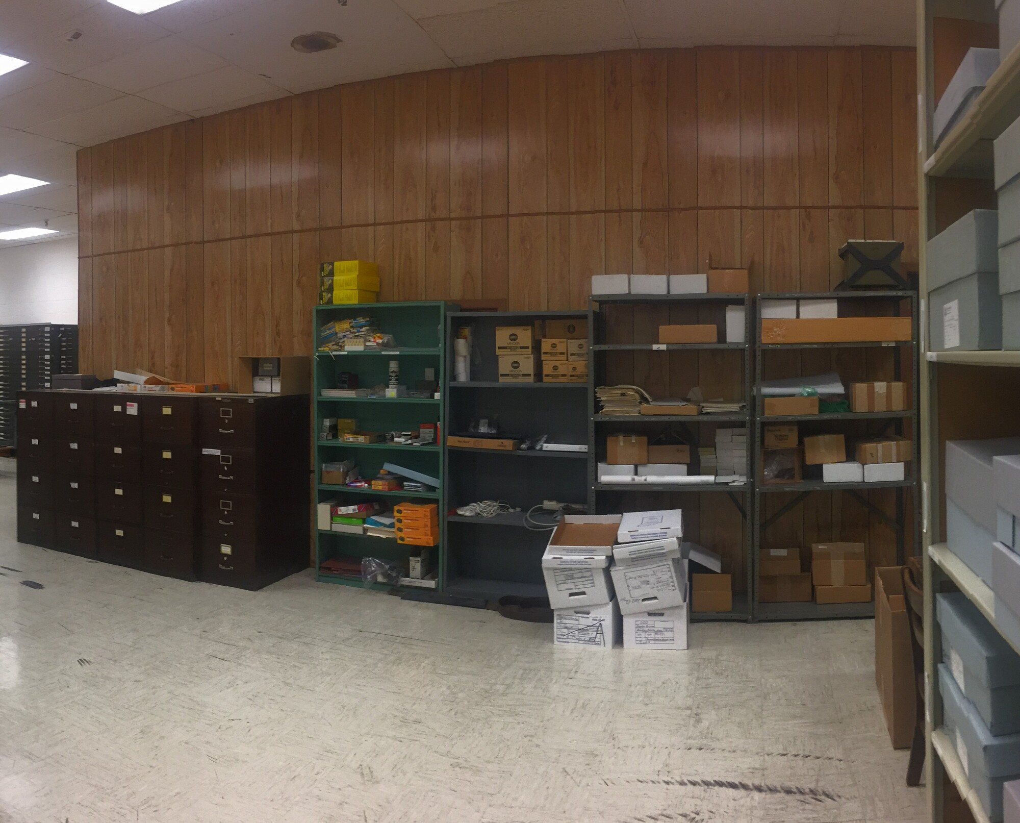 Indiana State Archives - shelves, filing cabinets, boxes