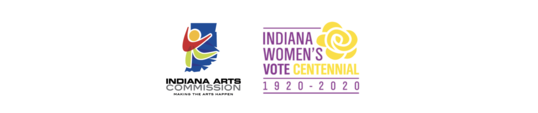 Indiana Arts Commission and Indiana Women's Suffrage Centennial Commission logos
