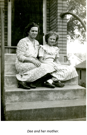 Young girl and her mother sitting on steps, black and white older photo