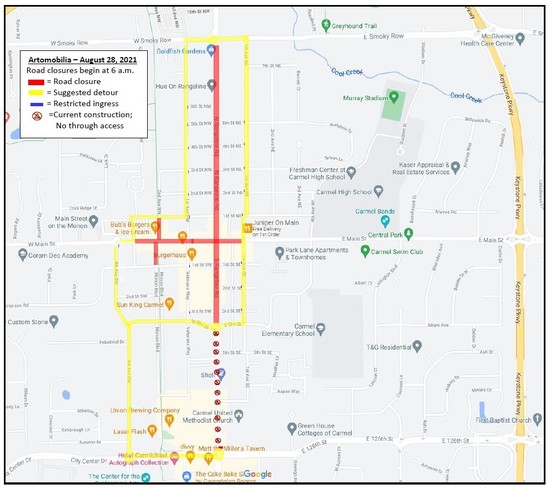 Artomobilia road closure map