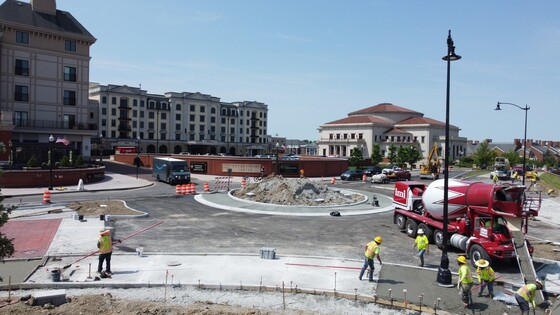 City Center Drive and Veterans Way roundabout construction.