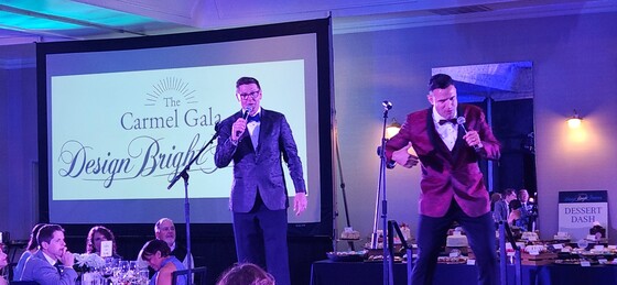 Emcee and Carmel Firefighter Tim Griffin and Carmel City Councilor Jeff Worrell announcing the Dessert Dash at the Carmel Gala fundraiser.