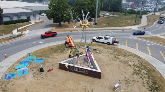 Auburn Cord Duesenberg sculpture installation