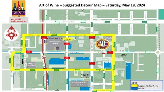 Art of Wine parking and detour map