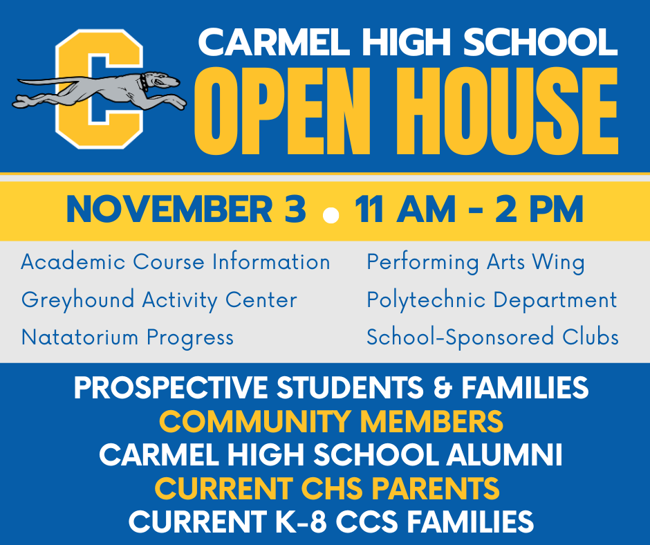 Carmel High School Open House announcement