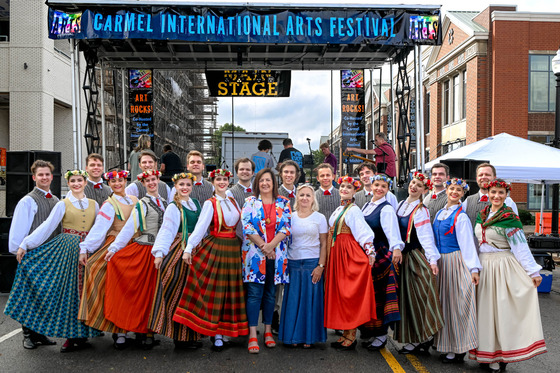 Mayor with dancers at Carmel International Arts Festival
