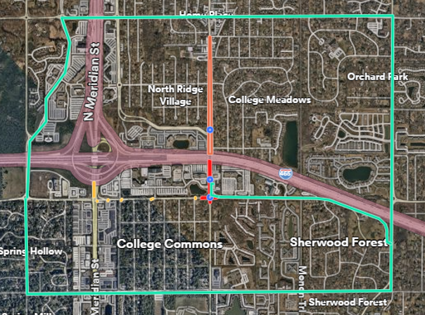 96th and College map