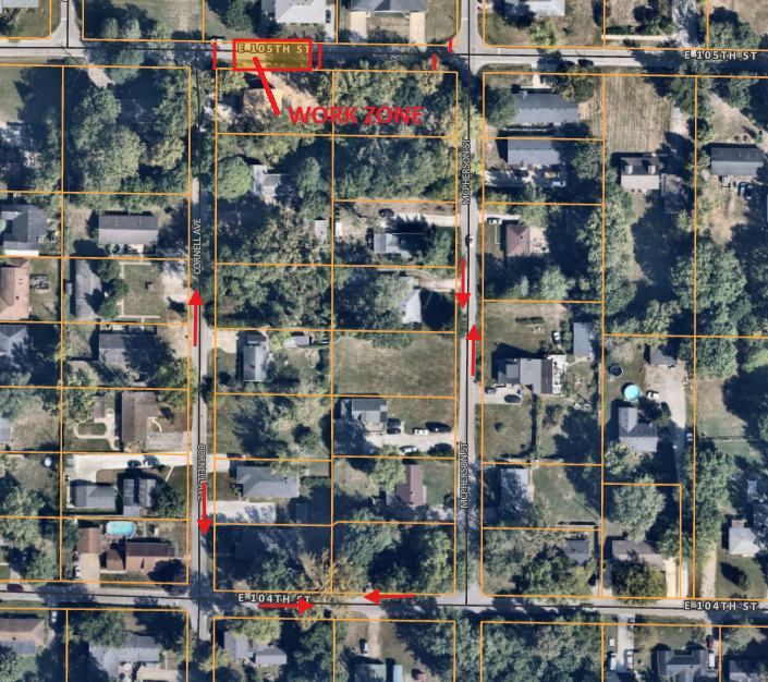 105th Street closure map