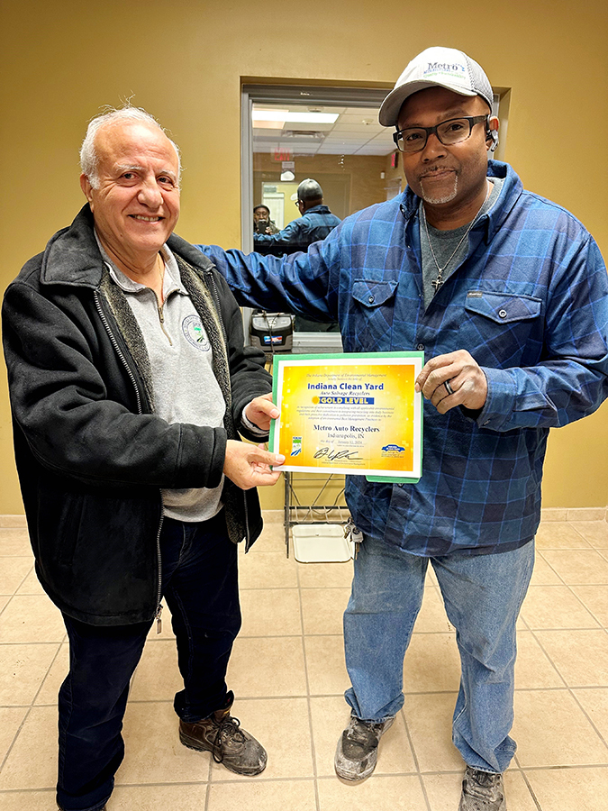 Metro Auto Recyclers' Indianapolis location earns Indiana Clean Yard