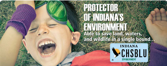 An advertisement for the Indiana Environmental License Plate.