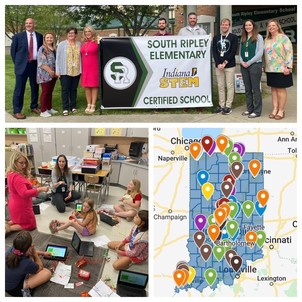 South Ripley Elementary and the STEM team, visiting a classroom, STEM Certified Schools in Indiana