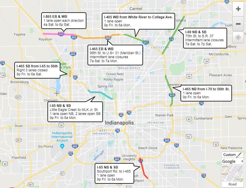 Indianapolis road closures 10/1810/20/2019 r/indianapolis