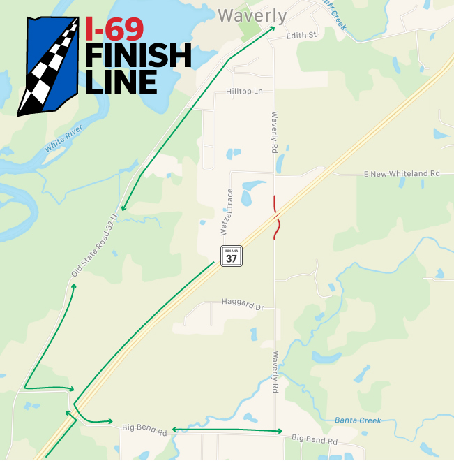 Waverly Road detour map