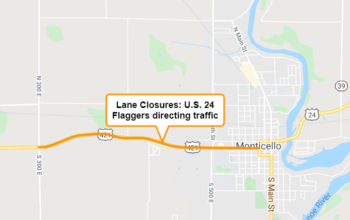 Directions To Us 24 Paving Project To Cause Lane Closures On Us 24 Near Monticello