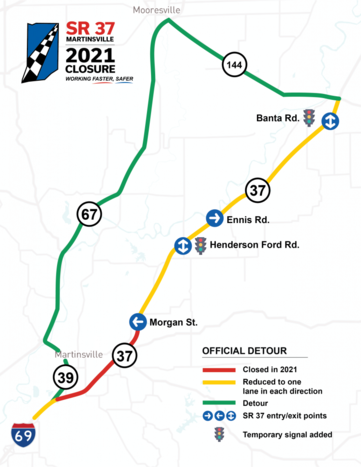 Indiana Road Construction Map S.r. 37 To Close In Martinsville Starting Jan. 2 For Faster, Safer I-69  Construction