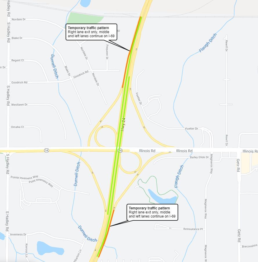 I-69 temp traffic pattern