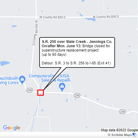 SR 250 over Slate Creek - Jennings Co.