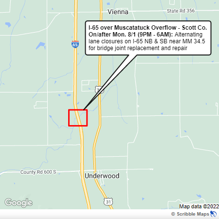 Overnight lane closures planned on I-65 in Scott County