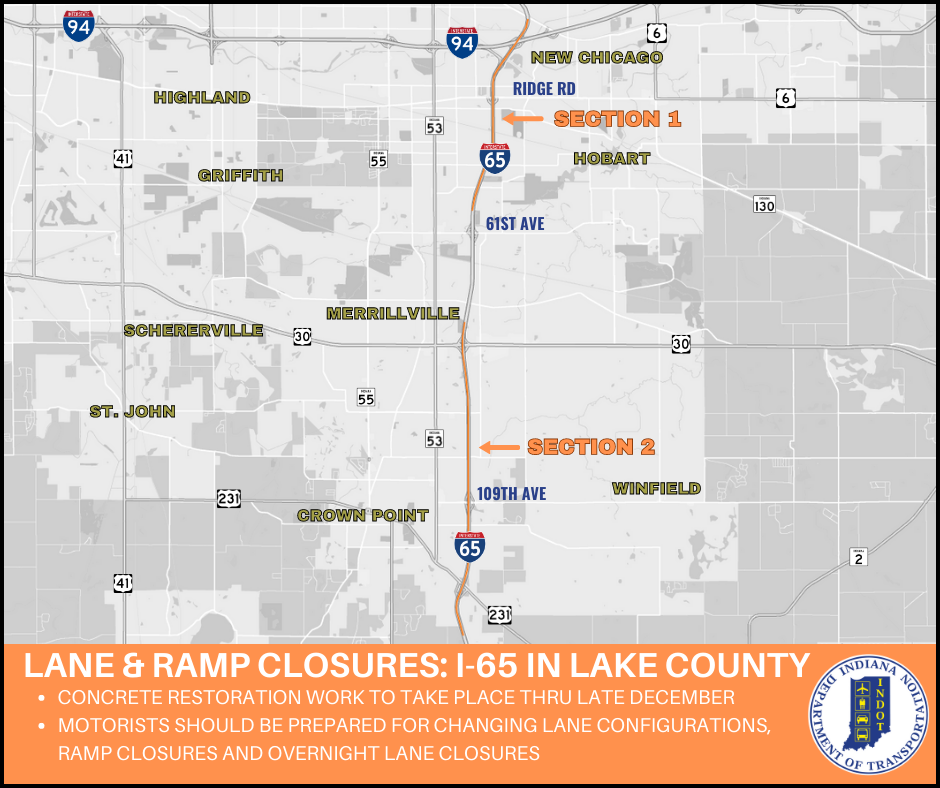 Concrete restoration work to begin on I65 in Lake County