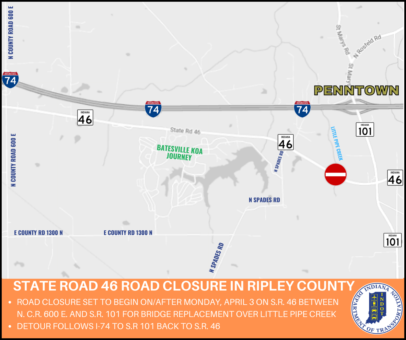 CORRECTION Bridge replacement project to close State Road 46 in Ripley