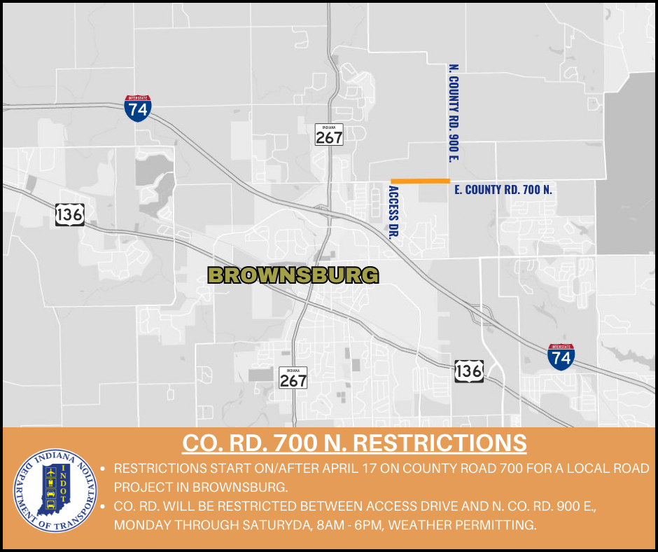 Flagging operation starting on or after April 17 on County Road 700 for