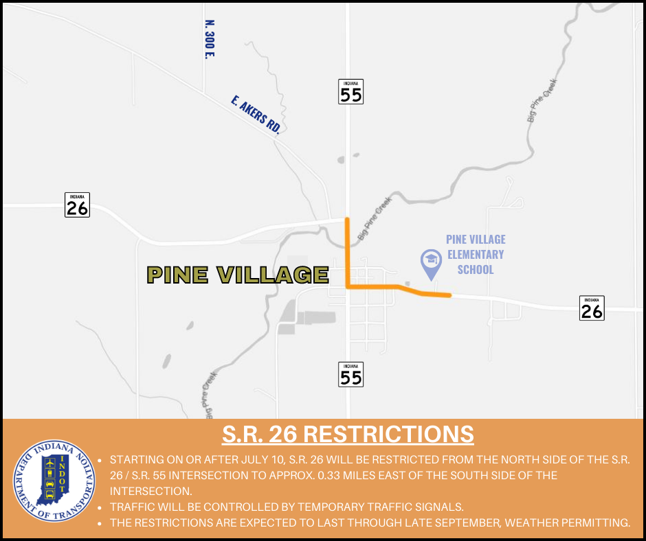RESCHEDULED Restrictions on State Road 26 starting on or after July 10