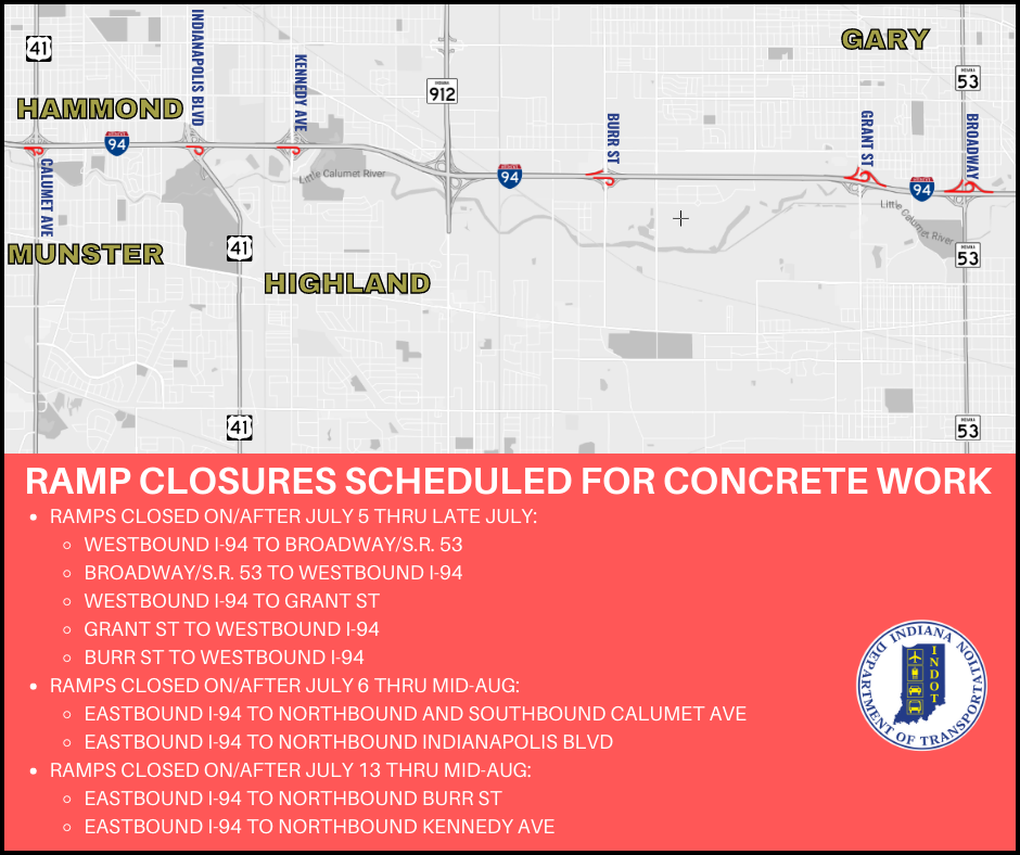 I-80/94 ramp closures scheduled for concrete restoration