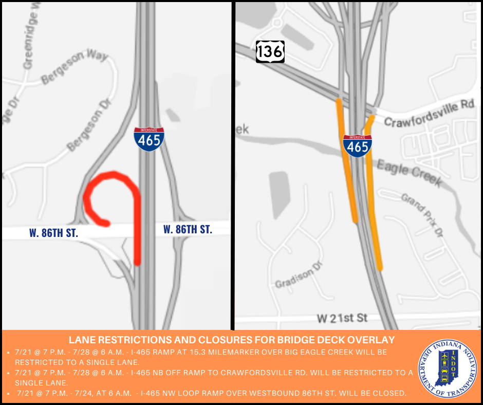 Lane Restrictions and Closures for Bridge Deck Overlay