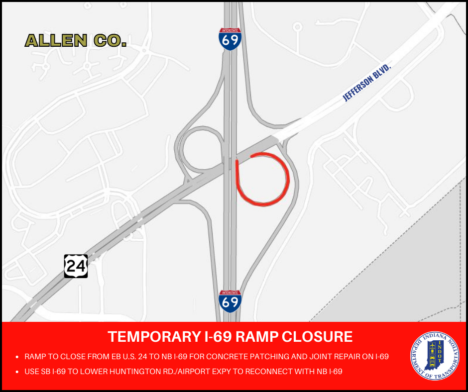 I-69 on-ramp to temporarily close