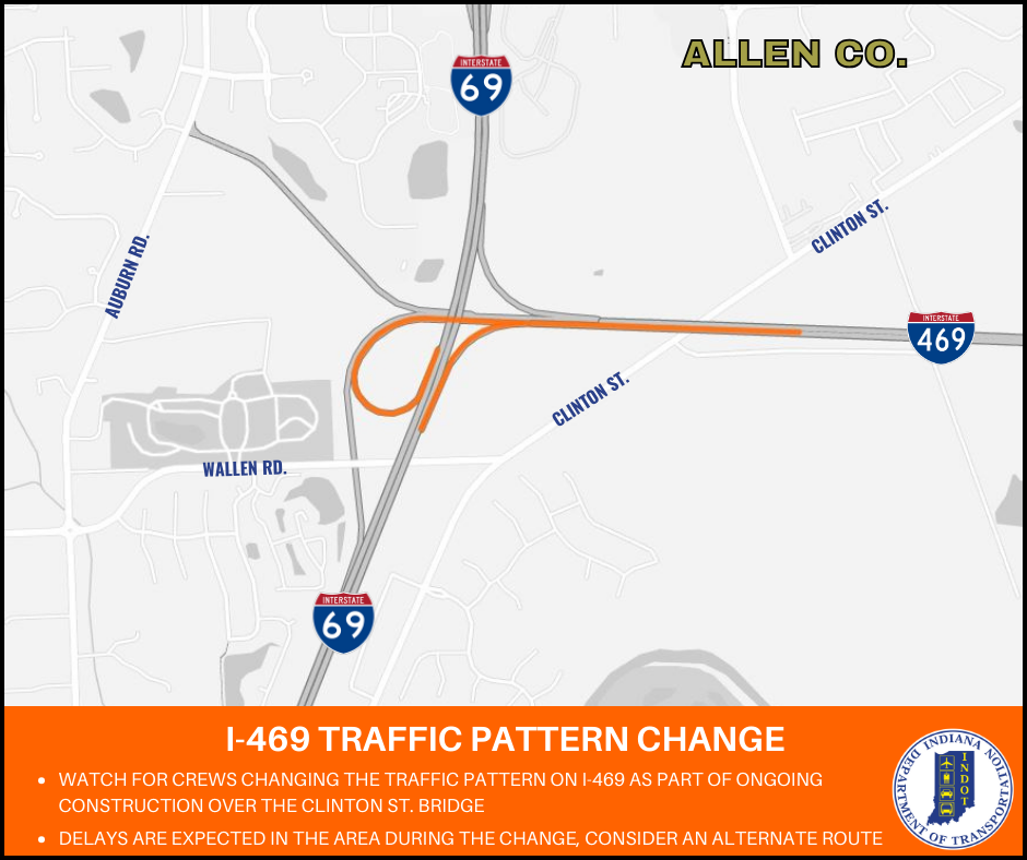 Traffic pattern to change on I-469 for ongoing construction