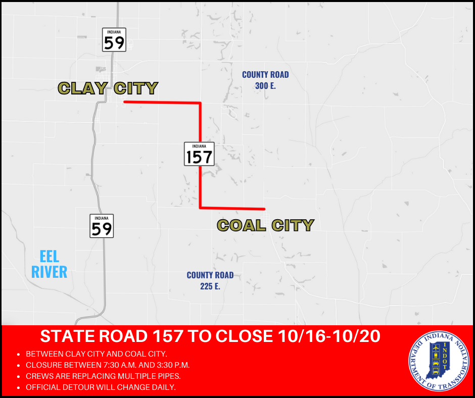 Clay City & Coal City Road Closure Map
