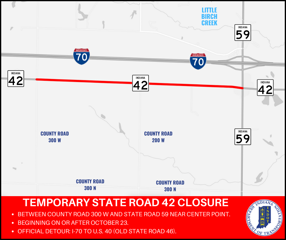 Culvert pipe replacements to cause temporary closure of State Road 42