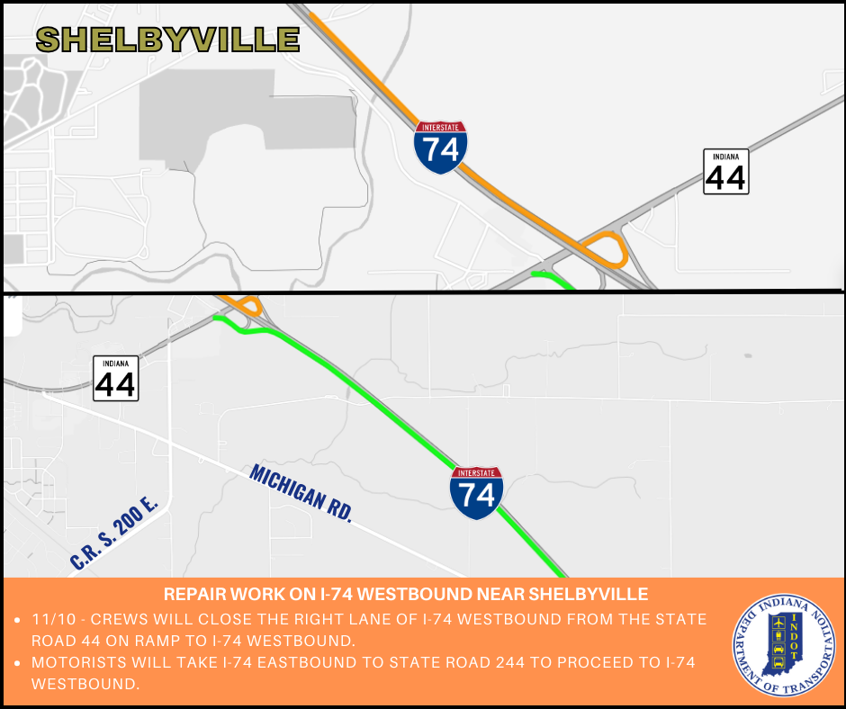 Repair Work on I-74 Westbound near Shelbyville