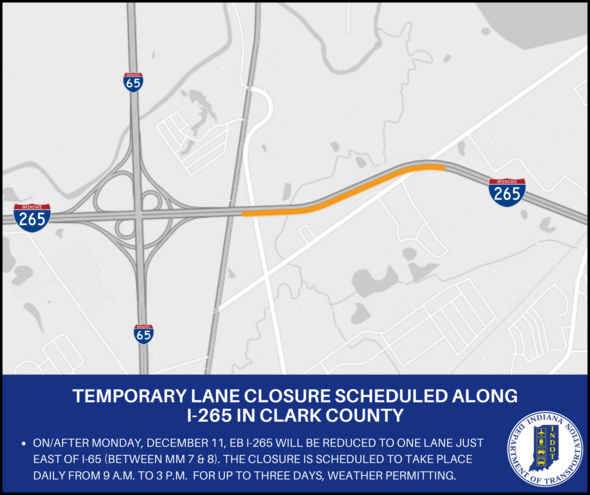 Temporary Lane Closure Scheduled Along I 265 In Clark County 4877