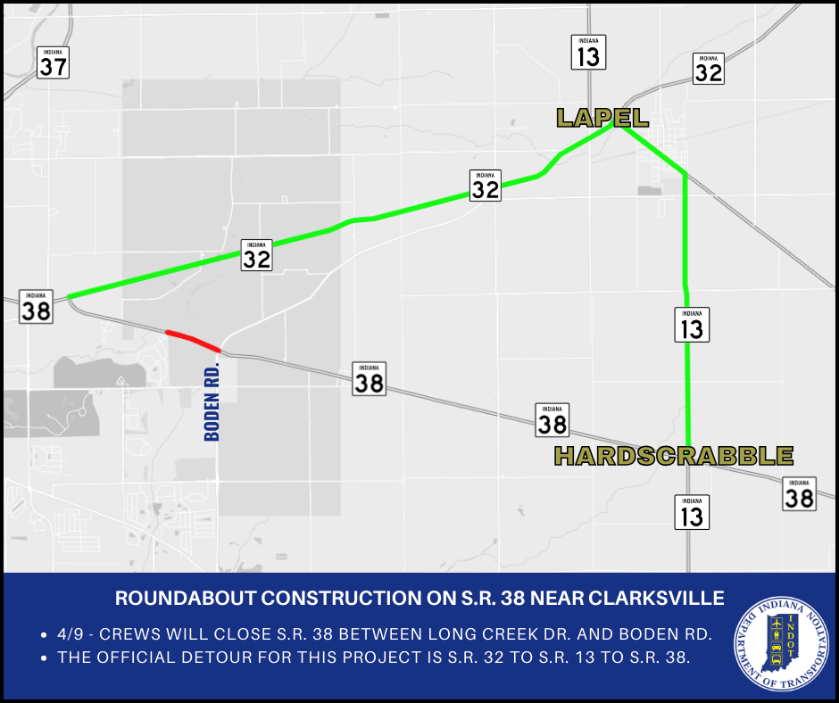 Roundabout Construction on S.R. 38 near Clarksville