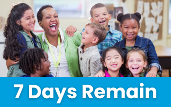 Woman laughing with kids - text reads "7 Days Remain"