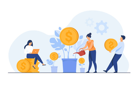 Illustration of people and money