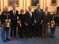 Gov. Holcomb with BFTH Board Members & ISP Troopers