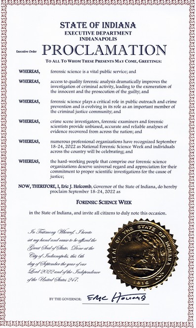 2022 Forensic Science Week Proclamation