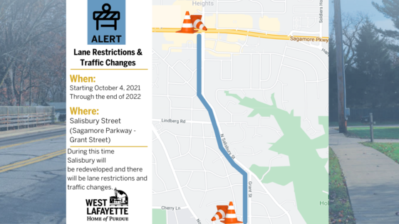 Lane Restrictions and Traffic Changes on Salisbury Street between Sagamore Parkway and Grant Street 