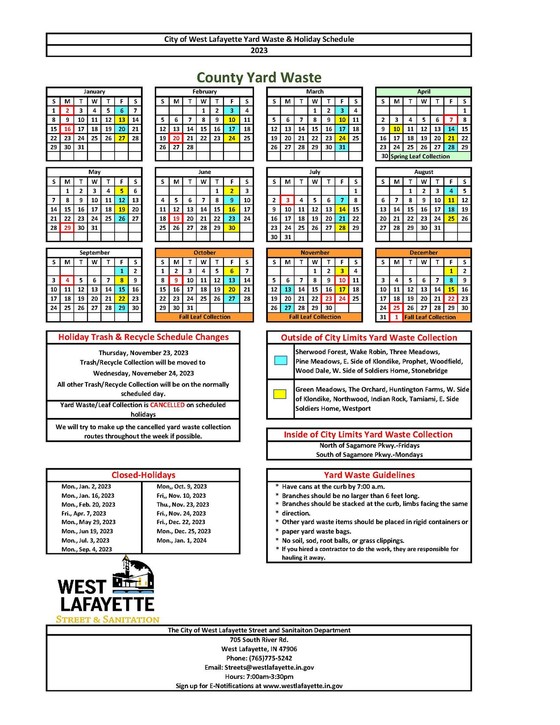 Melrose Yard Waste Calendar - Your Daily Printable
