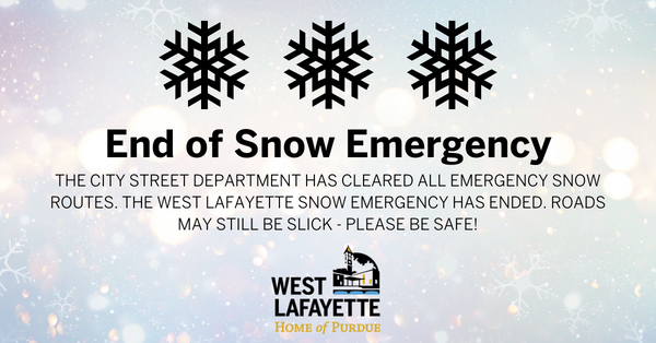 City of West Lafayette: End of Snow Emergency