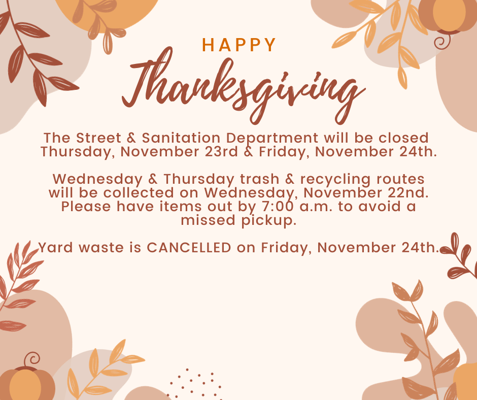 Thanksgiving Schedule