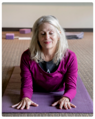 A woman in a yoga stance