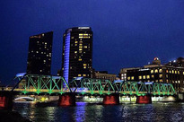 Picture of Blue Bridge lit up green