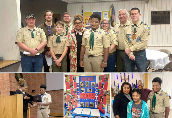 Image collage of eagle scout ceremony