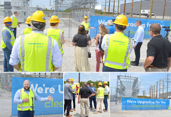 Image collage of Consumers Energy Press Conference about new substation