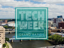 Image of Tech Week Graphic with Grand Rapids in the background