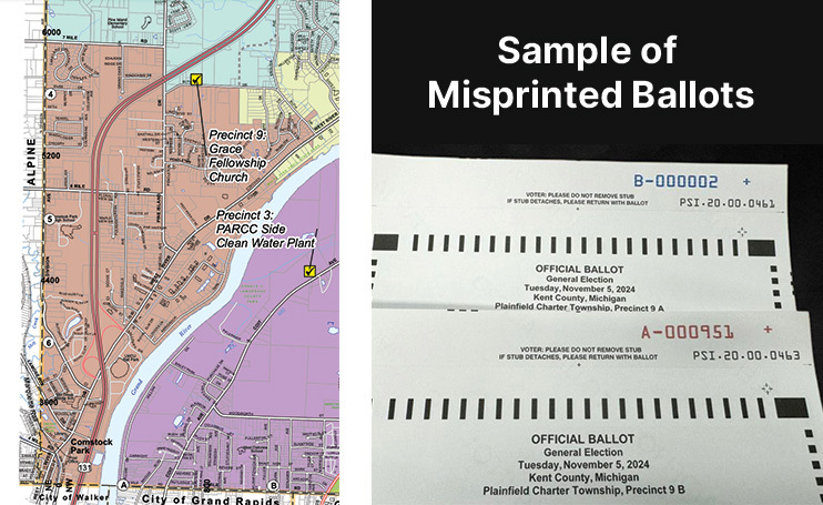 Image of Precinct map and misprinted ballots